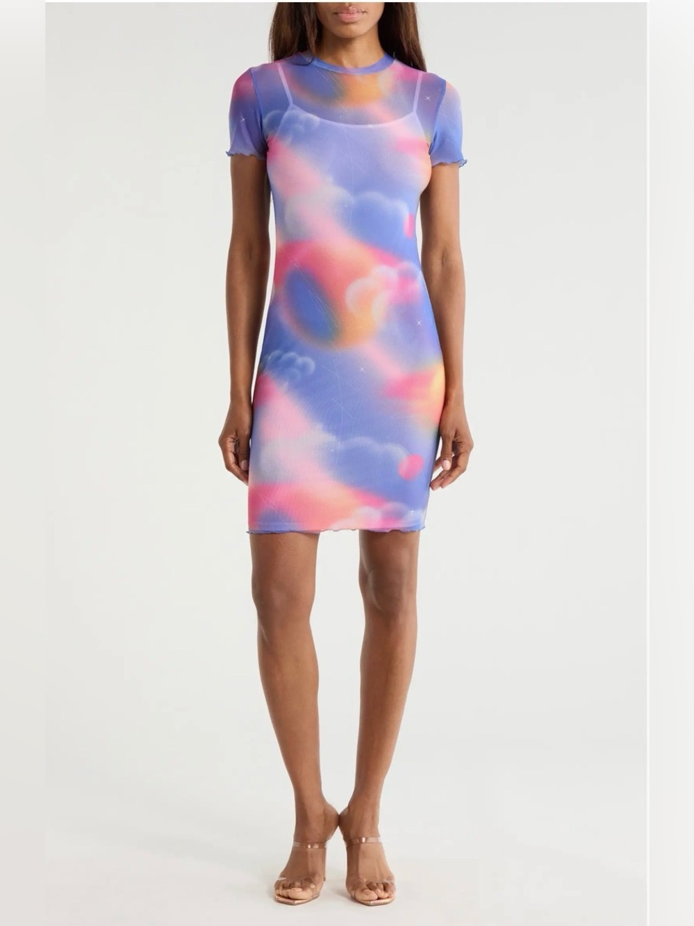 NWT HUGO BOSS Nastaja XL Mesh Slip Dress Multicolor Abstract Print